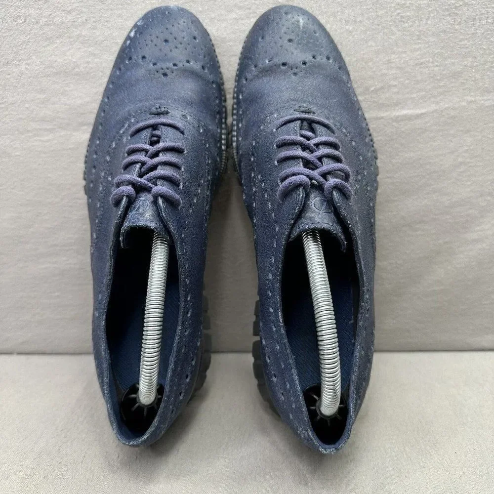 Cole Haan ZeroGrand Mens Size 8.5 (M) Wingtip Oxford Blue Leather‎ Dress Shoes
